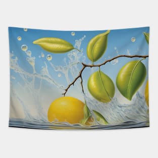 lemon surrealist painting Tapestry