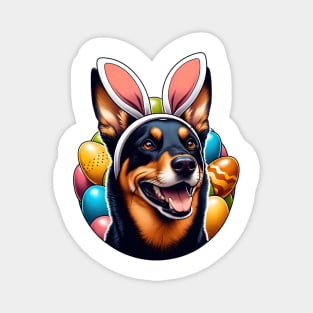 Working Kelpie Celebrates Easter with Bunny Ear Headband Magnet