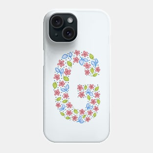 Floral Monogram Letter G - pink and blue Phone Case