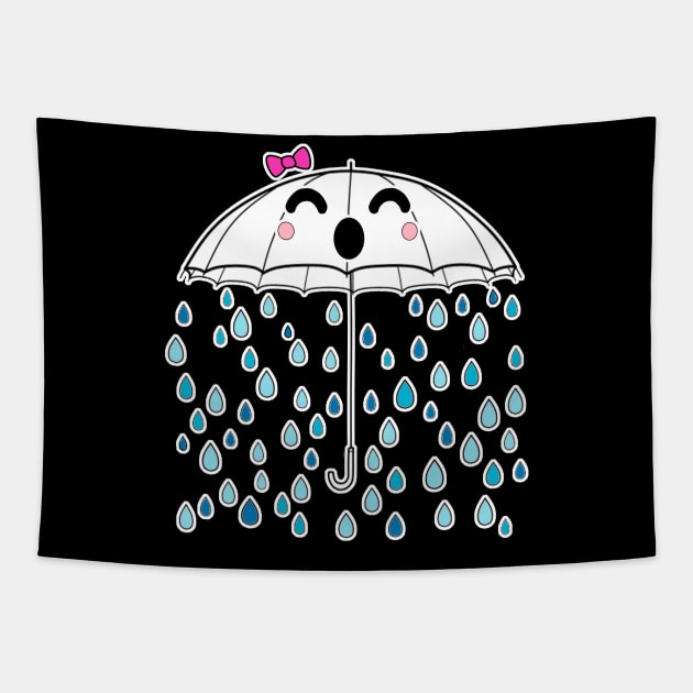 Kawaii Rainy Umbrella Tapestry by aaallsmiles