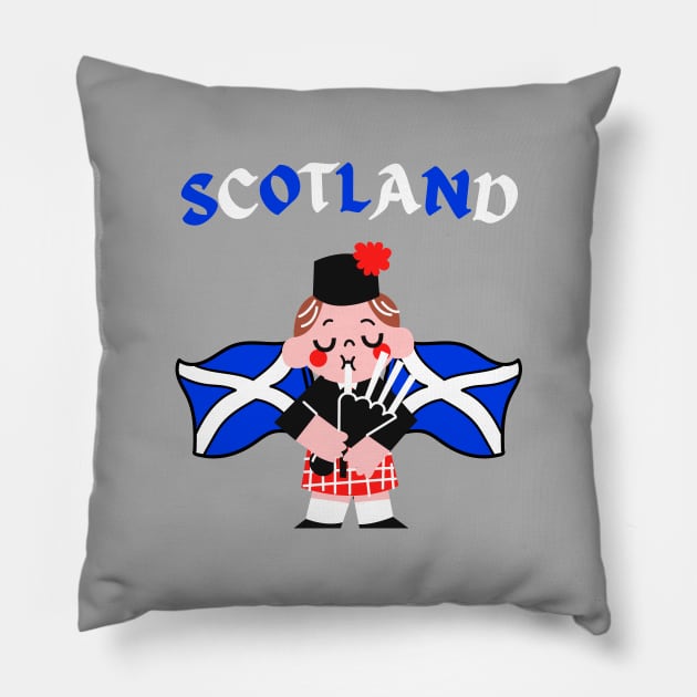 Scotland Flag Bagpipes Bagpiper Scottish Pillow by Foxxy Merch