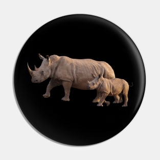 Mom and baby rhino Pin