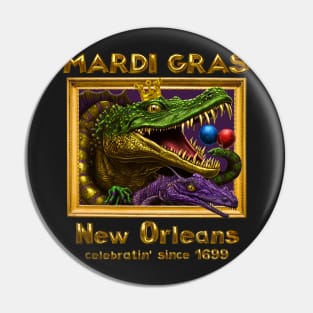 Alligators Celebrating Mardi Gras New Orleans Pin