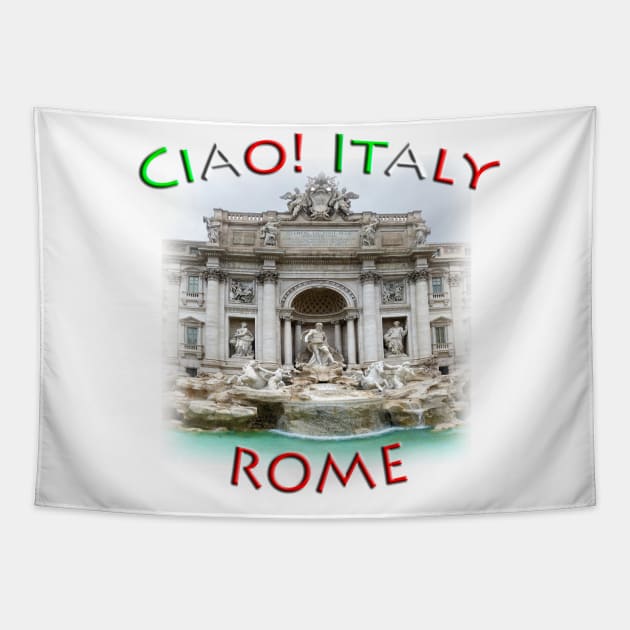 Ciao Italy ROME Trevi Fountain Tapestry by TouristMerch