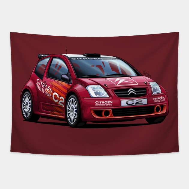 Citroen C2 S1600 - JWRC Tapestry by Mario Ramos Rally Art