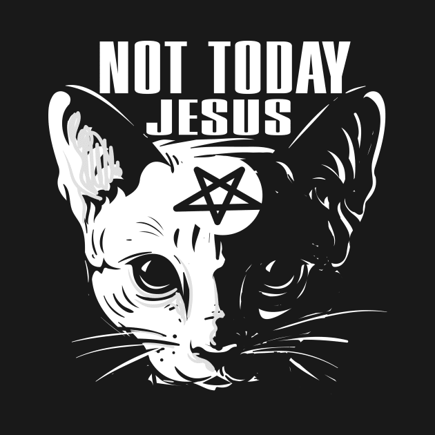 Not Today Jesus Funny Satanic Cat Gothic by dconciente