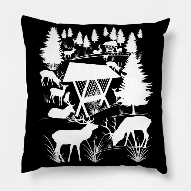 deer, roe deer, tree, antler, animals, hunting Pillow by rh_naturestyles