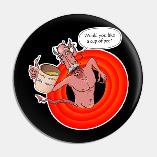 Funny & crazy demon offering "a cup of pee" Pin