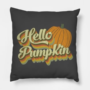 Hello Pumpkin Retro Fall Graphic Pillow