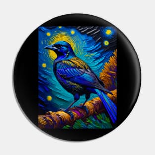 Crow in starry night Pin