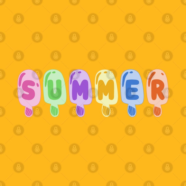 Summer: Bright pastel ice cream popsicles celebrate summer vacation by Ofeefee