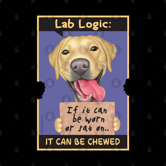 Yellow Labrador Retriever holding sign by Danny Gordon Art