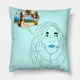 thinking about summer, beach, ice cream Pillow