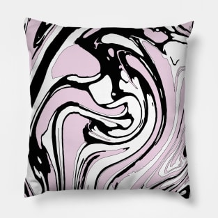 Black, White and Pink Graphic Paint Swirl Pillow