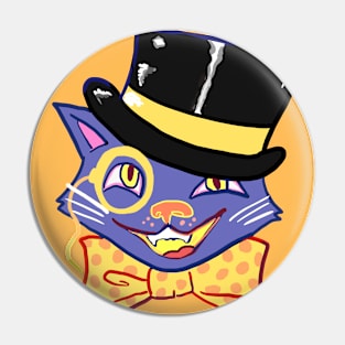 Vintage Halloween Cat Head with Top Hat Pin