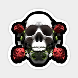 Valentine Skull Roses  Anamorphic Illusion  (Large Print) Magnet
