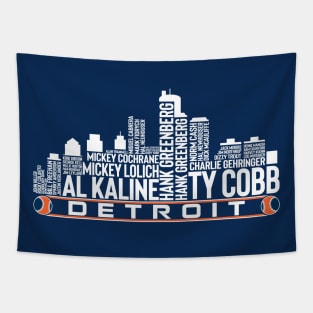 Detroit Baseball Team All Time Legends, Detroit City Skyline Tapestry