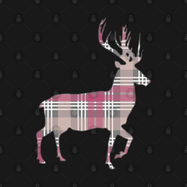 Pink, Grey and White Tartan Scottish Stag Silhouette by MacPean