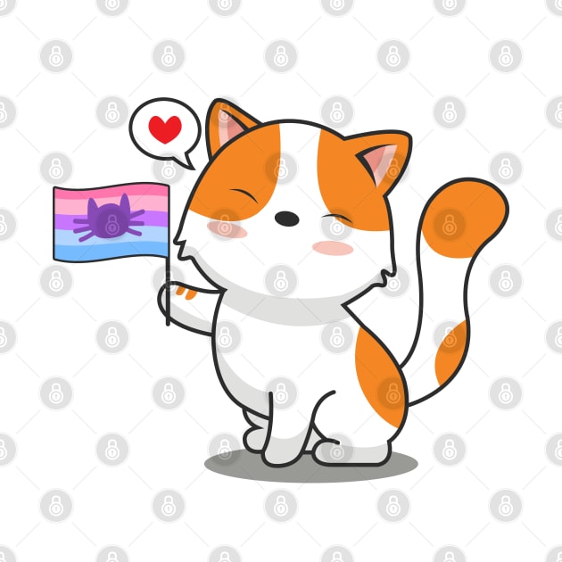 Cute Cat Holding Catgender Flag by Luna Illustration