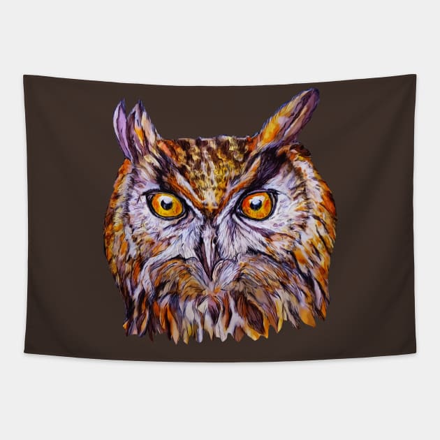 Cute Wise Owl Tapestry by candimoonart