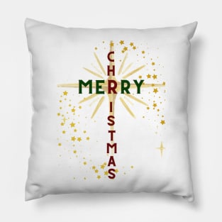 Christmas Cross and Star Red and Green Letters Pillow