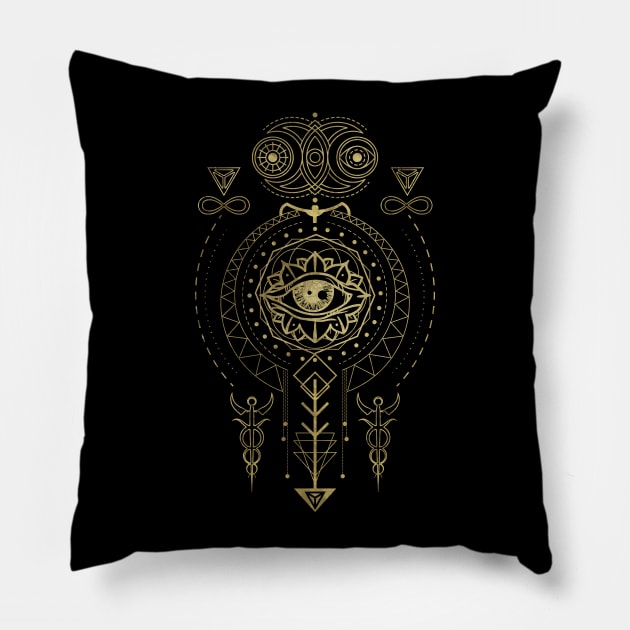 Mystical Sacred Geometry Ornament Pillow by Nartissima