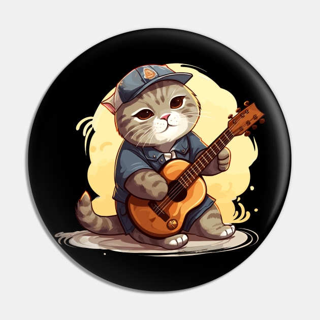Scottish Fold Cat Playing Guitar Pin by Graceful Designs