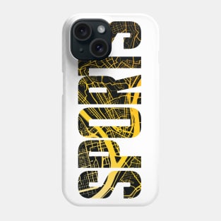 Pittsburgh Sports City Map in Black and Yellow Phone Case