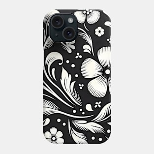 Black and White Floral Phone Case