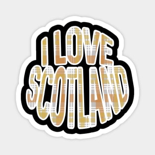 I LOVE SCOTLAND Festive Tartan Colour Typography Design Magnet