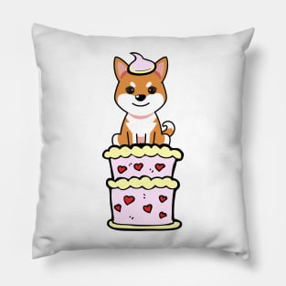 Orange dog Jumping out of a cake Pillow