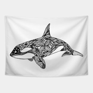 Zentangle style orca Tapestry