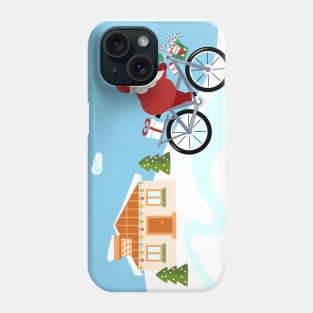 Santa Claus delivering gifts riding a bike Phone Case