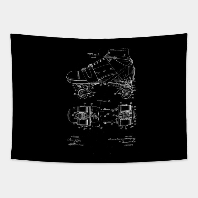 Roller Skate Vintage Patent Drawing Tapestry by TheYoungDesigns