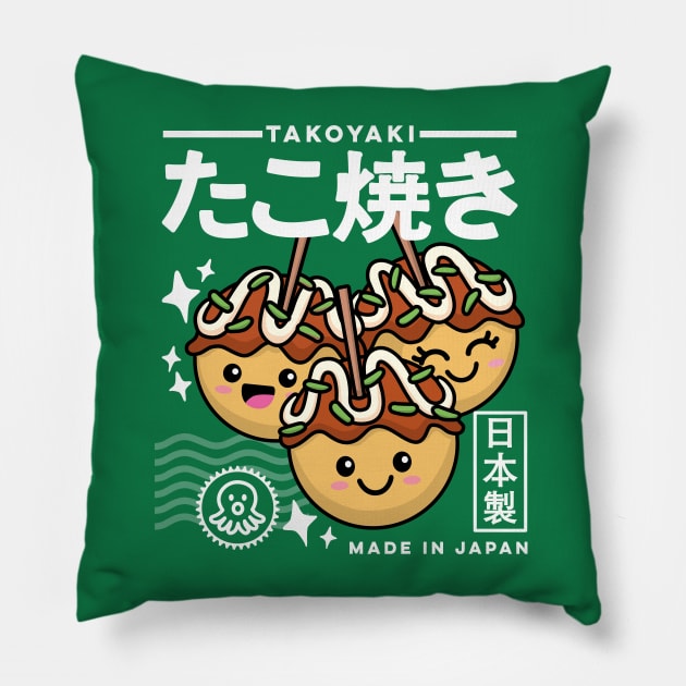 Kawaii Takoyaki Cute Japanese Food Vintage 90s Pillow by DetourShirts