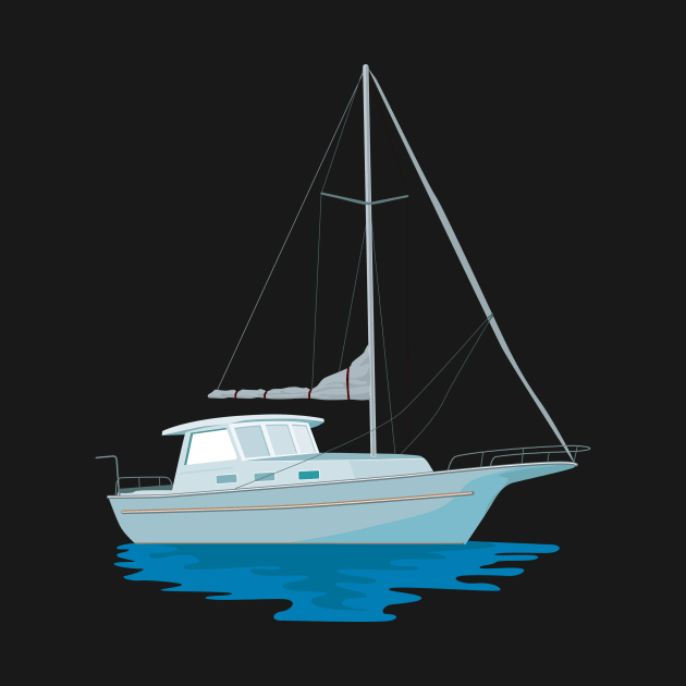 Sailboat or Sailing Boat Retro by retrovectors