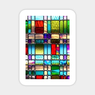 Colorful Patchwork, Stained Glass Pattern Magnet