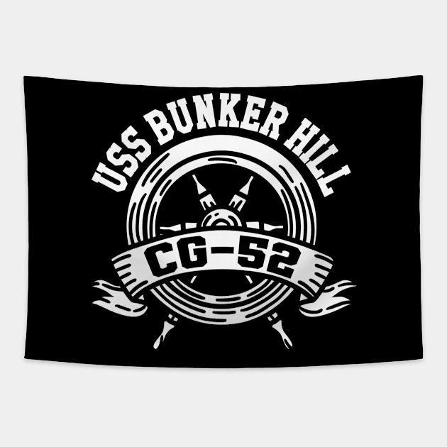 Uss Bunker Hill Cg-52 Ship Helm Wheel Tapestry by BramCrye