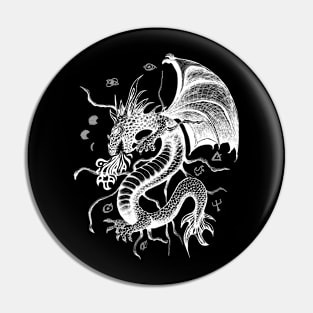 White Dragon in Flight Pin