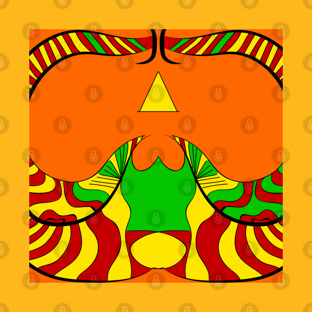 70s style Orange, red and green abstract art design by kamdesigns