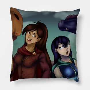 Girls with Dinosaurs Pillow