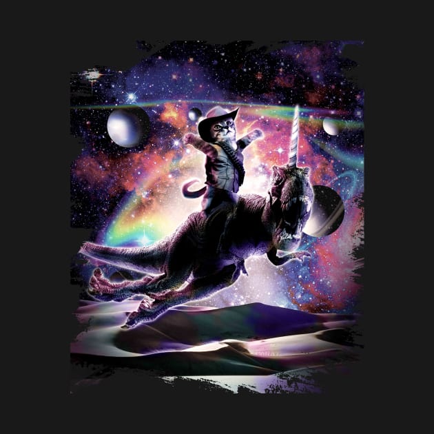 Galaxy Cat On Dinosaur Unicorn In Space by Random Galaxy