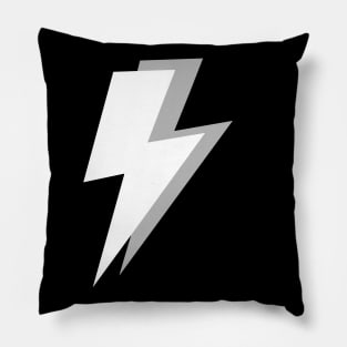 White and Grey Lightning on a Black Background Pillow