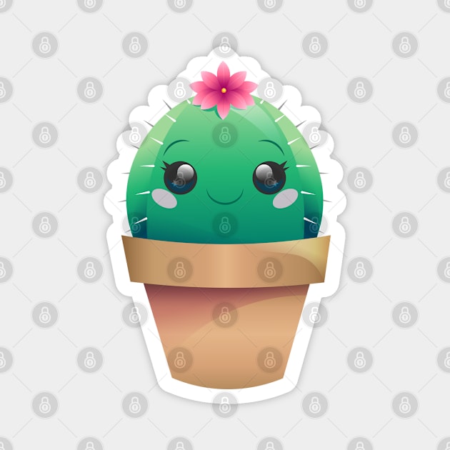 Cute Cactus (in bloom with eyelashes) Magnet by spookpuke