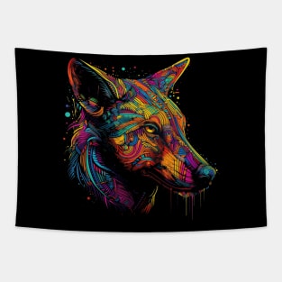 Unleash Your Spirit with our Vibrant Wolf Design Tapestry