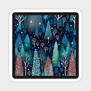 Christmas night in the forest Magnet