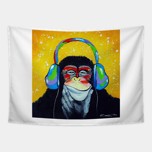 Monkey music lover Tapestry by OLHADARCHUKART