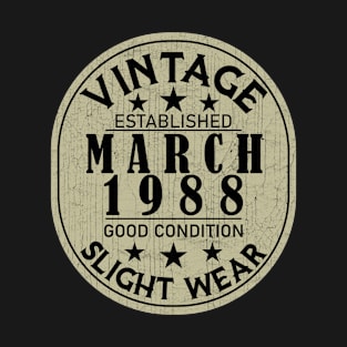 Vintage Established March 1988 - Good Condition Slight Wear T-Shirt