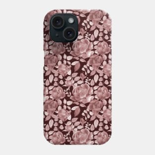 Vintage roses on dark brown Phone Case