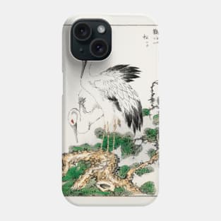 Japanese Stork and Pine Tree woodblock print Phone Case